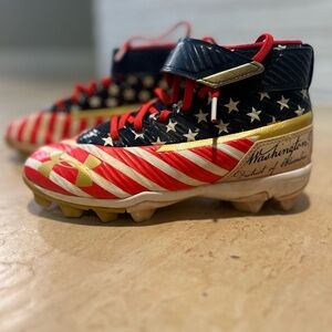 Under Armour Kids Red, White, and Blue Cleats size 3